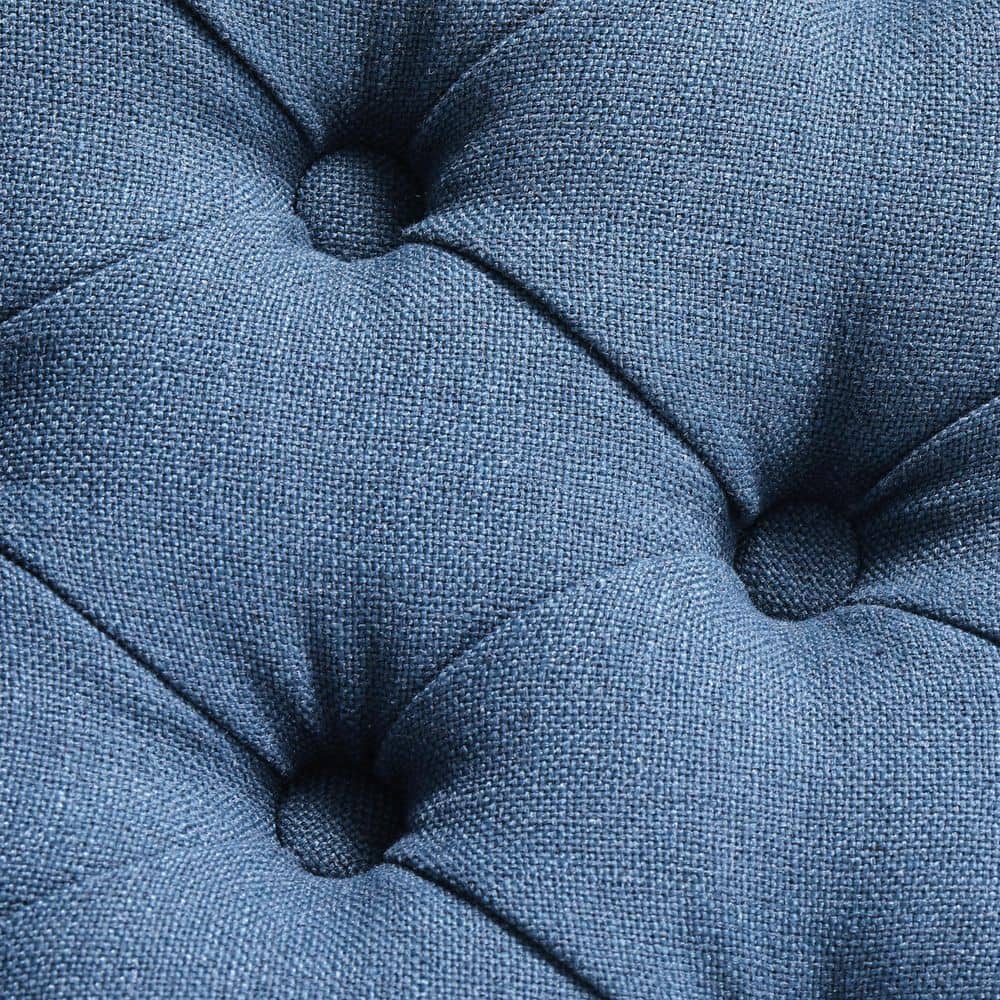 Blue Linen Upholstered Button Tufted Parsons Side Chair Set