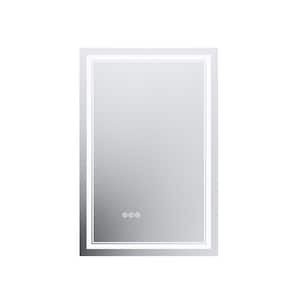 24 in. W x 36 in. H Rectangular Frameless Anti-Fog Wall Dimmable Backlit Dual LED Bathroom Vanity Mirror in Silver