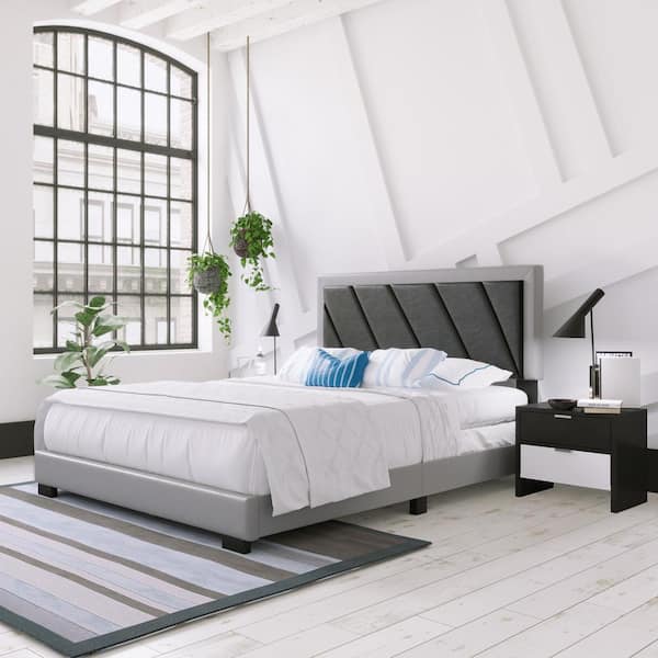 Faux leather platform bed king hotsell