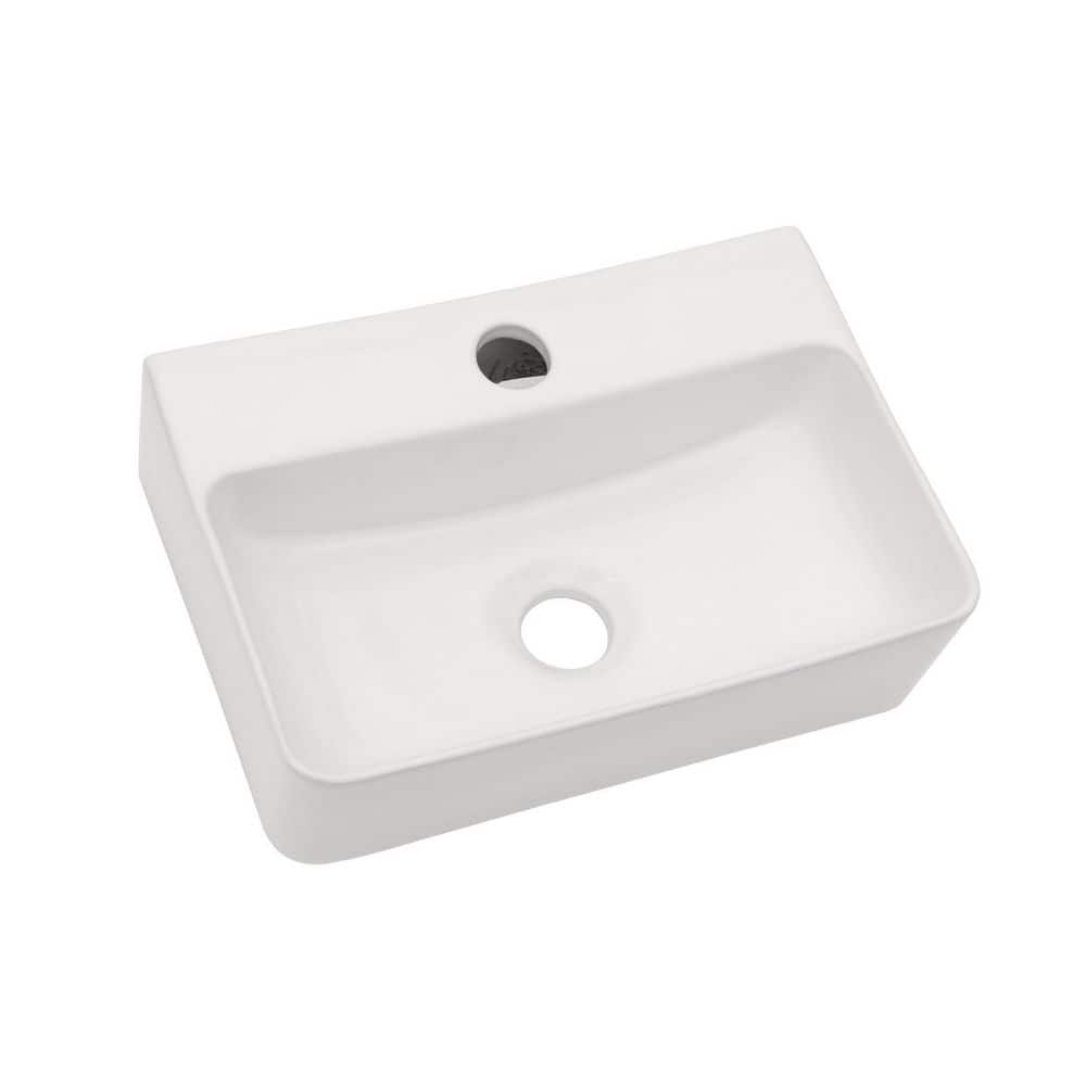14.5 in. Vessel Bathroom Sink 10 in. in White Ceramic with Single Faucet Hole and Mounting Hardware price history on PriceWatchPro