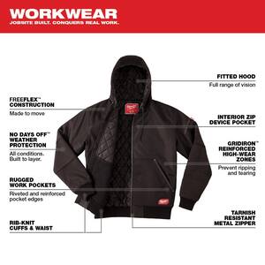Men's 2X-Large Black GRIDIRON Bomber Hooded Jacket