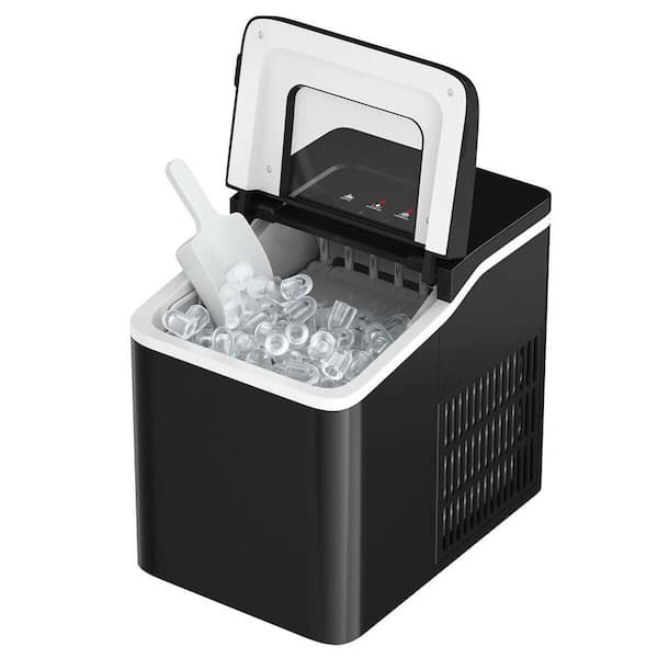 26 lb. Portable Ice Maker in Silver with Ice Scoop and Detachable Basket