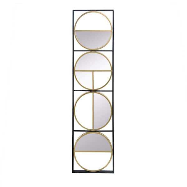 Unbranded 12.2 in. W x 47.2 in. H Rectangular Metal Framed Eclectic Styling Wall Bathroom Vanity Mirror in Gold