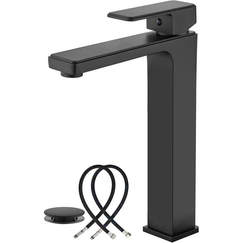 Single Handle Single Hole Bathroom Faucet with Deckplate Included and Spot Resistant in Matte Black price history on PriceWatchPro