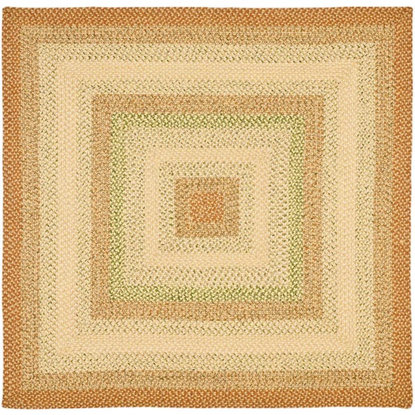 SAFAVIEH Braided Rust/Multi 5 ft. x 5 ft. Border Solid Color Square Area Rug