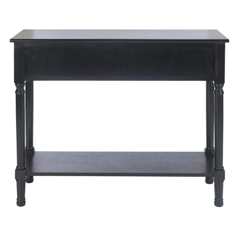 Allura Black Wood and Metal Console Table with Storage