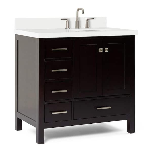 ARIEL Cambridge 37-in Midnight Blue Undermount Single Sink Bathroom Vanity  with Pure White Quartz Top in the Bathroom Vanities with Tops department at