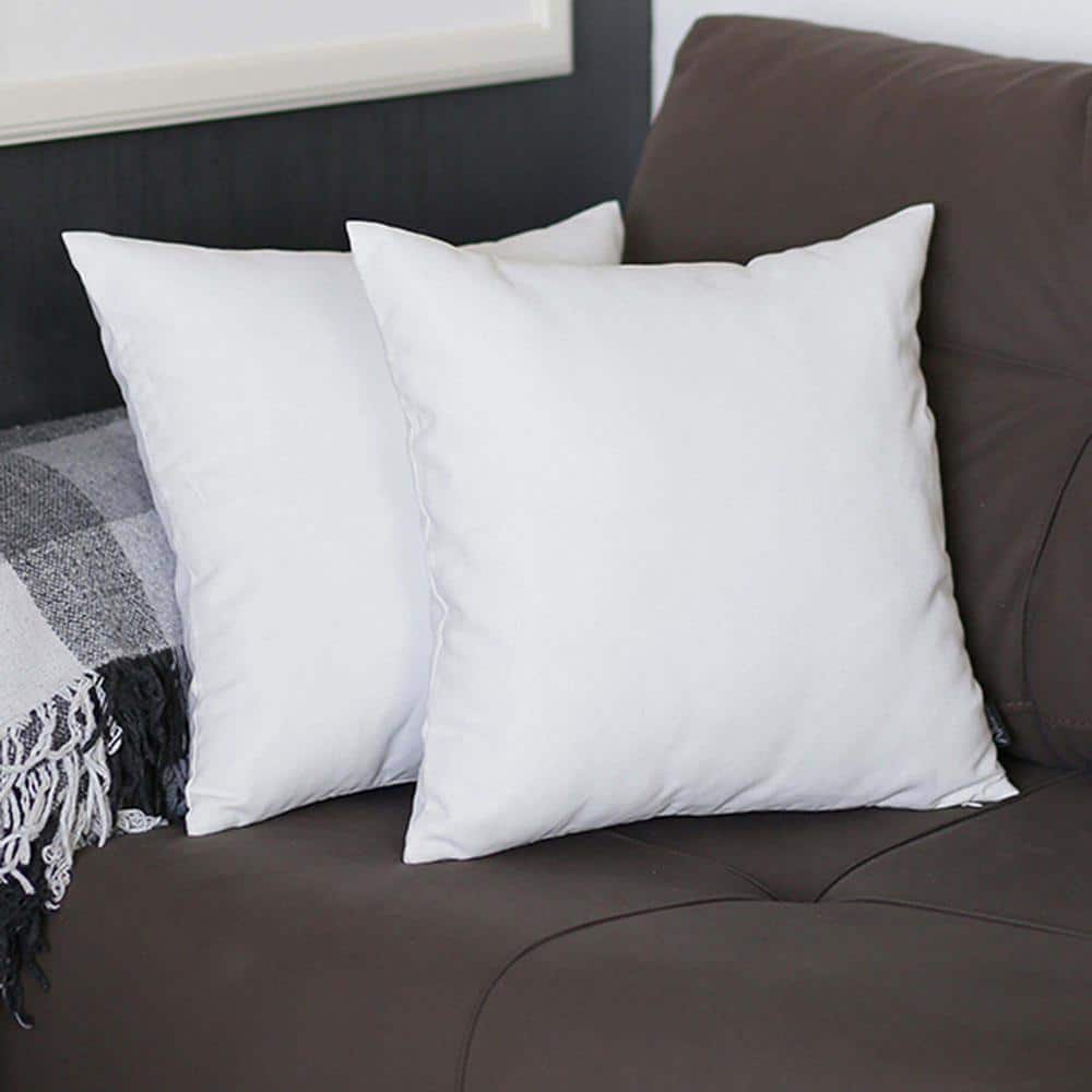 White 22" x 22" Polyester Square Pillow Covers Set of 2