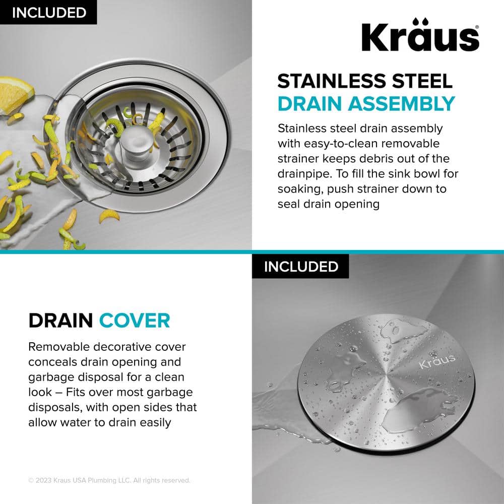 Kore 15" Stainless Steel Single Bowl Workstation Sink with Accessories