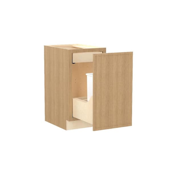 Home Decorators Collection Franklin 18 in. W x 24 in. D x 34.5 in. H Assembled Plywood Trash Can Kitchen Cabinet in Vanguard Oak with Soft Close