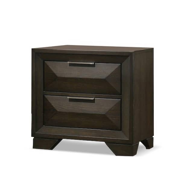 Pinnete Espresso 2-Drawer 23.5 in. W Nightstand