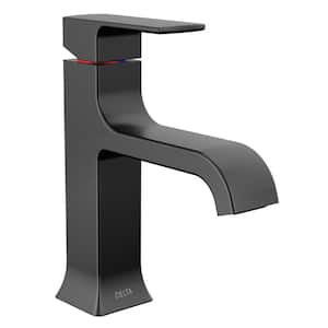 Velum Single Handle Single Hole Bathroom Faucet with Deckplate Included and Drain Kit Included in Matte Black