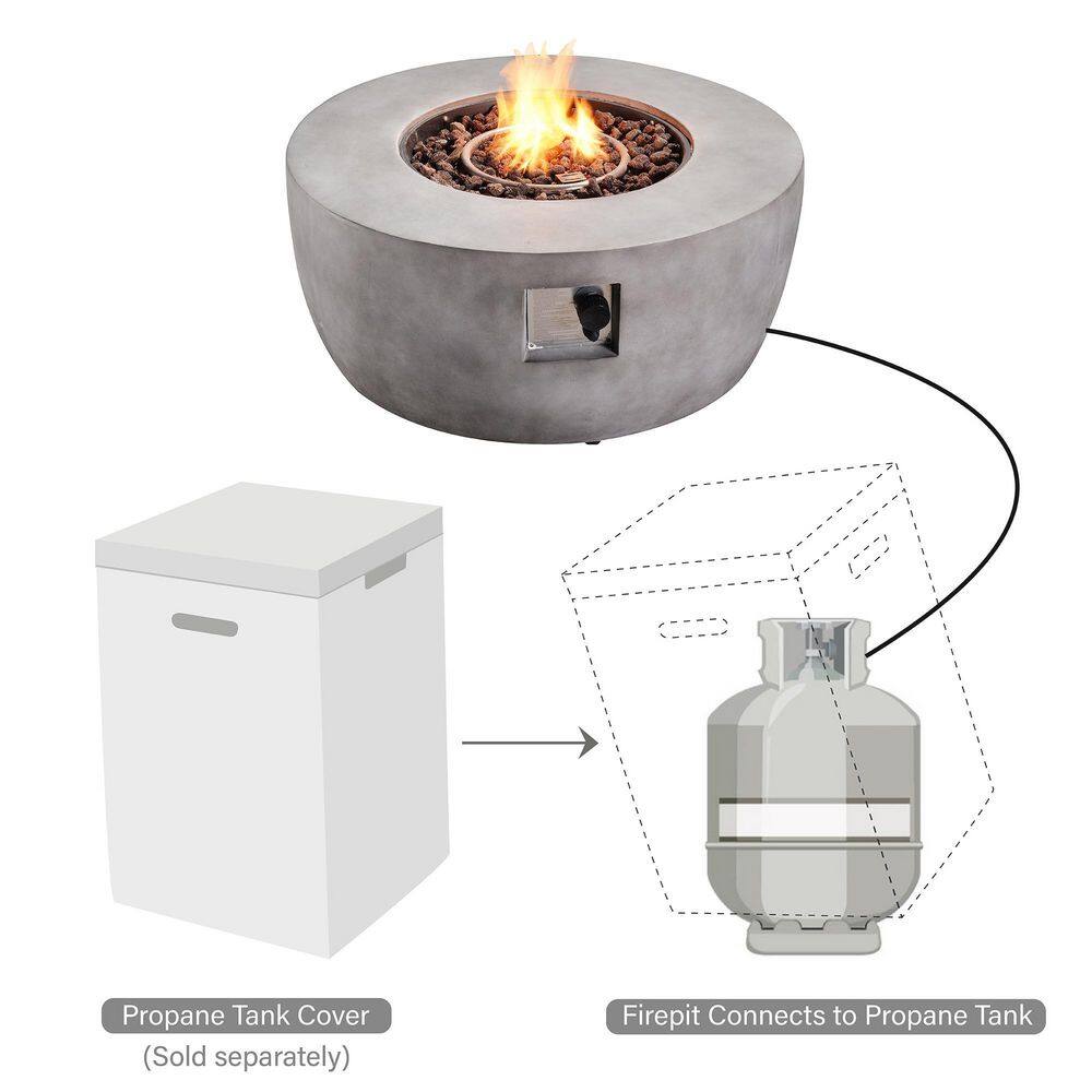 Gray 36" Round Concrete Propane Gas Fire Pit