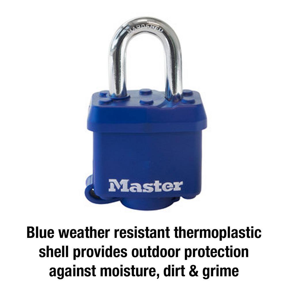 Blue Vinyl Covered Steel Weatherproof Padlock with Key