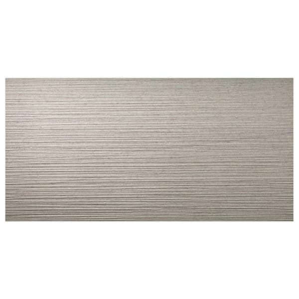 Vitaria Pleated Silver Gray 4 in. x 0.35 in. Textured Matte Porcelain Wall Tile Sample