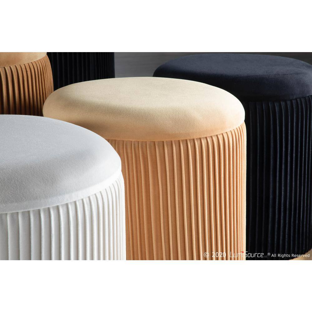 Marla Gold and Orange Velvet Nesting Ottomans Set