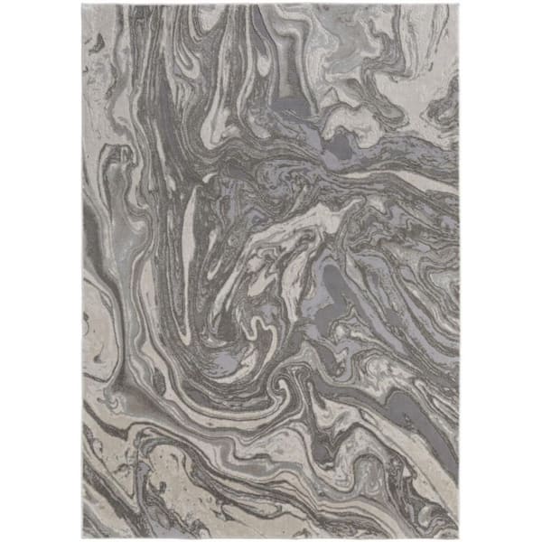 2 ft. x 8 ft. Gray Abstract Area Rug