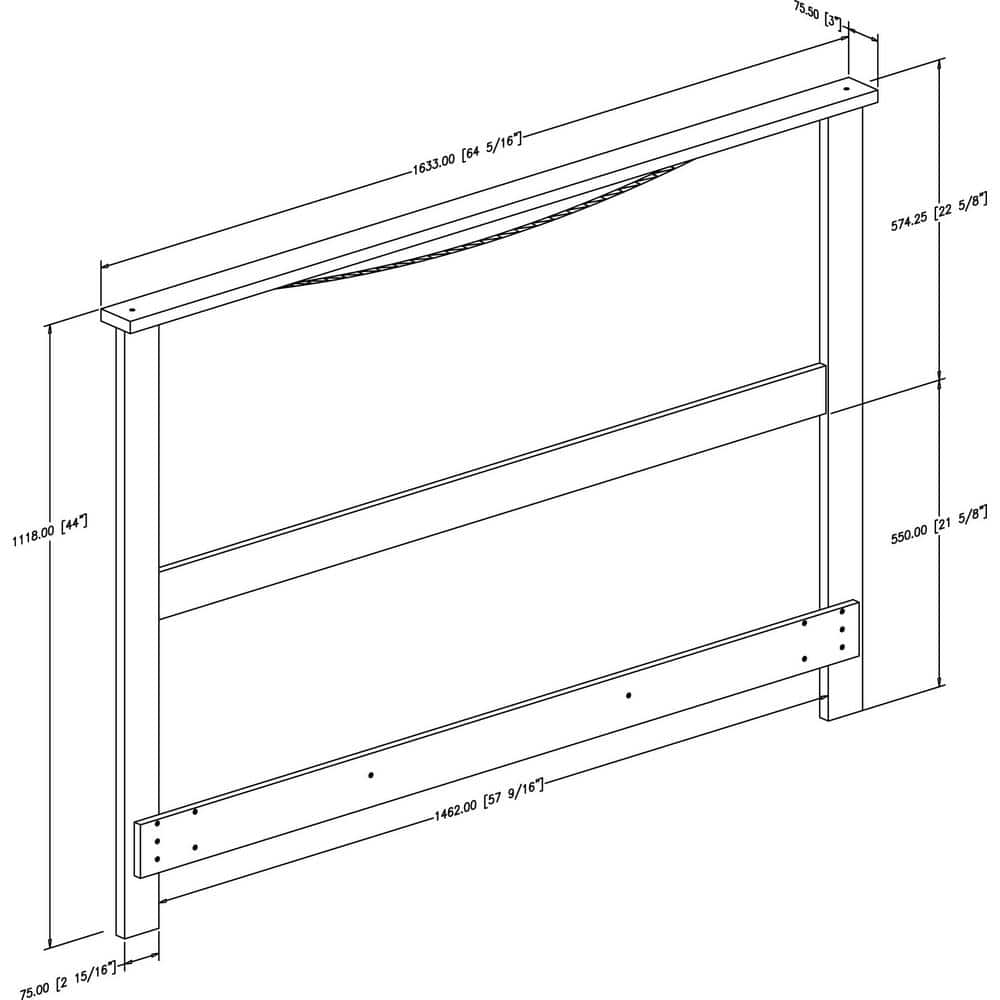 Pure White Full/Queen Wood Headboard with Geometric Lines