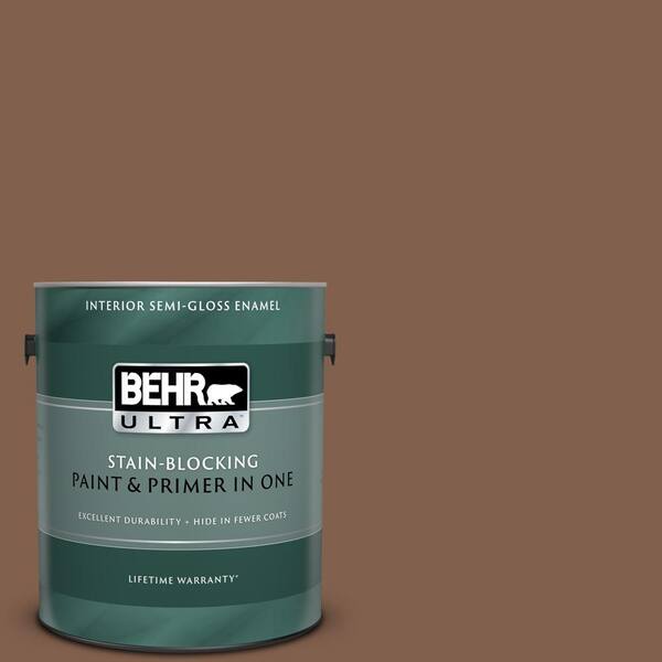 BEHR ULTRA 1 gal. #UL130-3 Burnt Terra Semi-Gloss Enamel Interior Paint and Primer in One