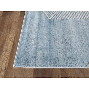 Vista Blue 6 ft. x 9 ft. Abstract Polyester Area Rug