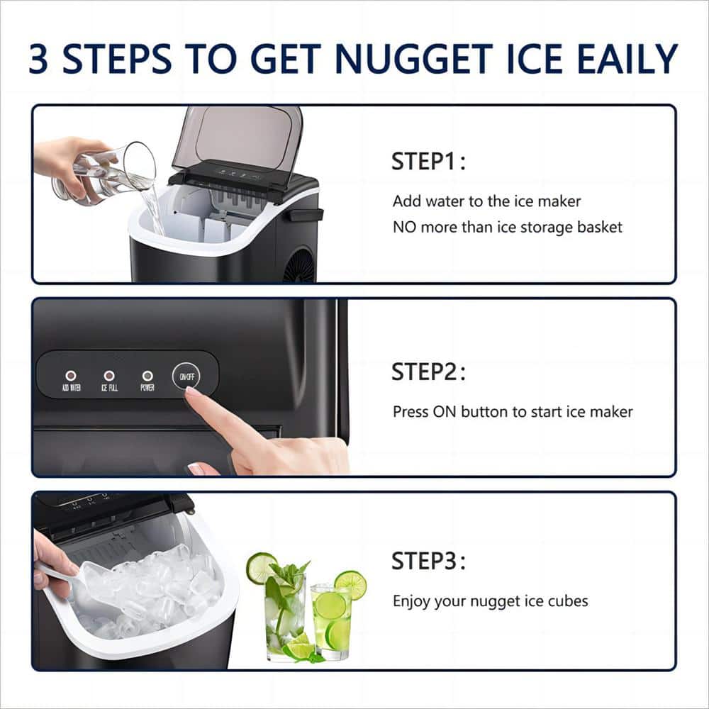 Compact Black ABS Portable Countertop Ice Maker with Handle