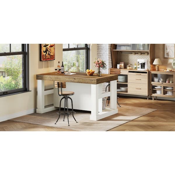 BYBLIGHT Kearsten Rectangle Brown White 35.43 in. Corner Bar Home