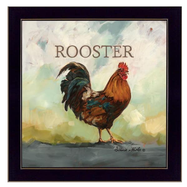HomeRoots Charlie Raleigh the Rooster 1-Piece Framed Wall Art 14 in. x 14 in.