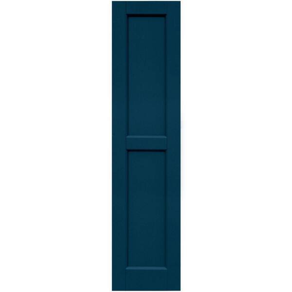 Winworks Wood Composite 12 in. x 51 in. Contemporary Flat Panel Shutters Pair #637 Deep Sea Blue