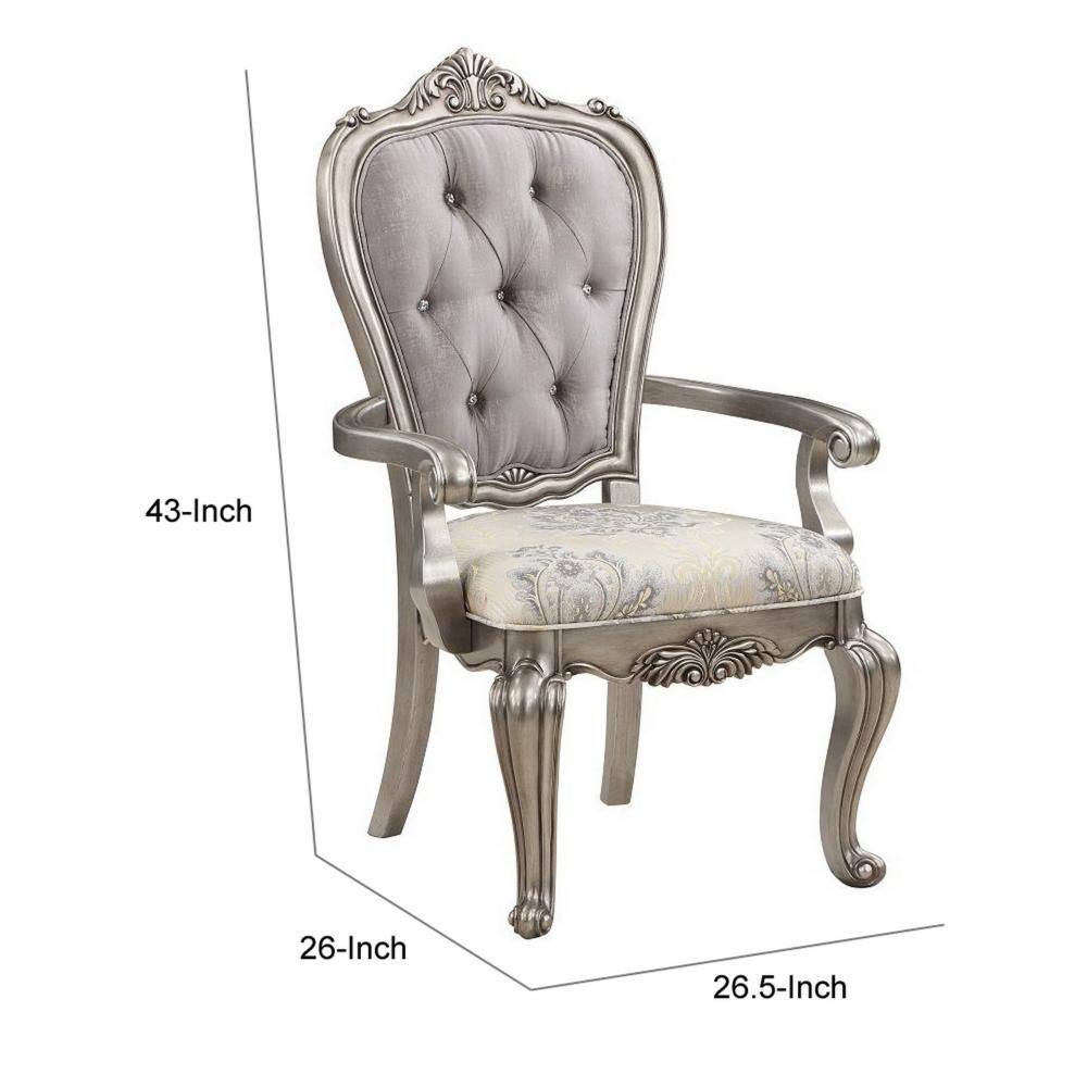 Aria Taupe Velvet and Wood Tufted Dining Armchair