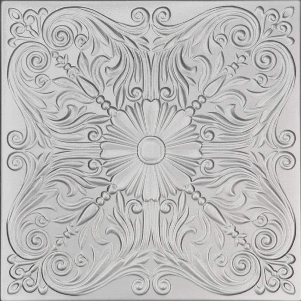 Victorian Silver 2' x 2' Faux Tin Glue-Up Ceiling Tile