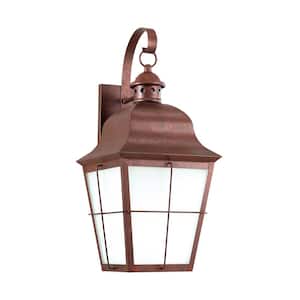 Chatham 1-Light Weathered Copper Outdoor 21 in. Wall Lantern Sconce