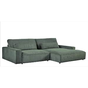 Mayview 105.52 in. W Sqaure Arm 2-Piece L Shaped Polyester Mid-Century Right Facing Sectional Sofa in Green