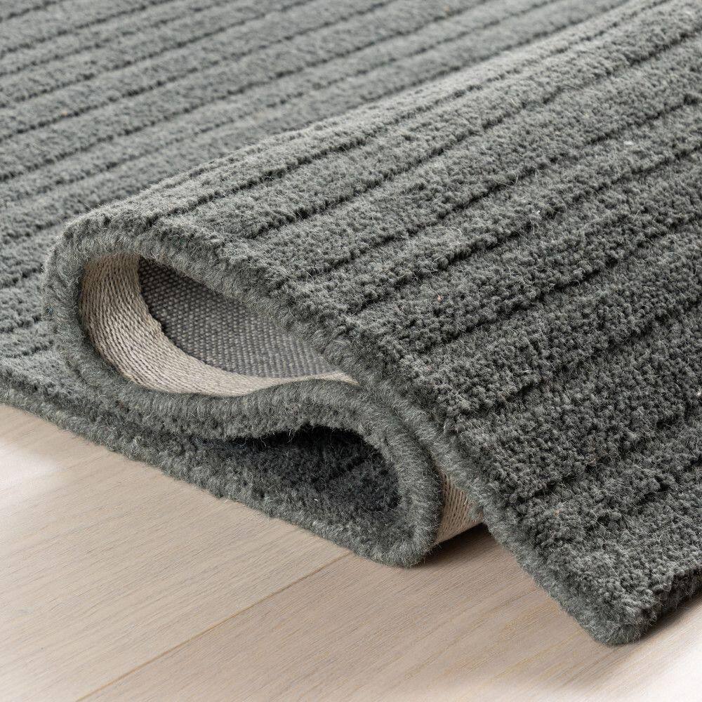 Gray Handmade Wool Rectangular Area Rug, 4' x 6'