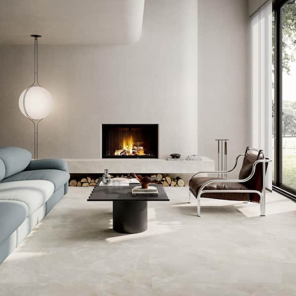 Italian Onyx White 24 in. x 48 in. Matte Marble Look Porcelain Large Format Floor and Wall Tile (15.5 sq. ft. /Case)