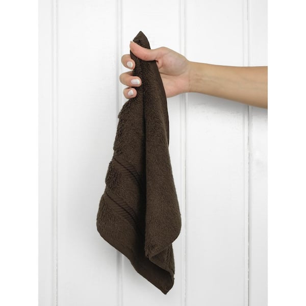 American Soft Linen Washcloth Set 100% Turkish Cotton 4 Piece Face Hand Towels for Bathroom and Kitchen - Chocolate Brown