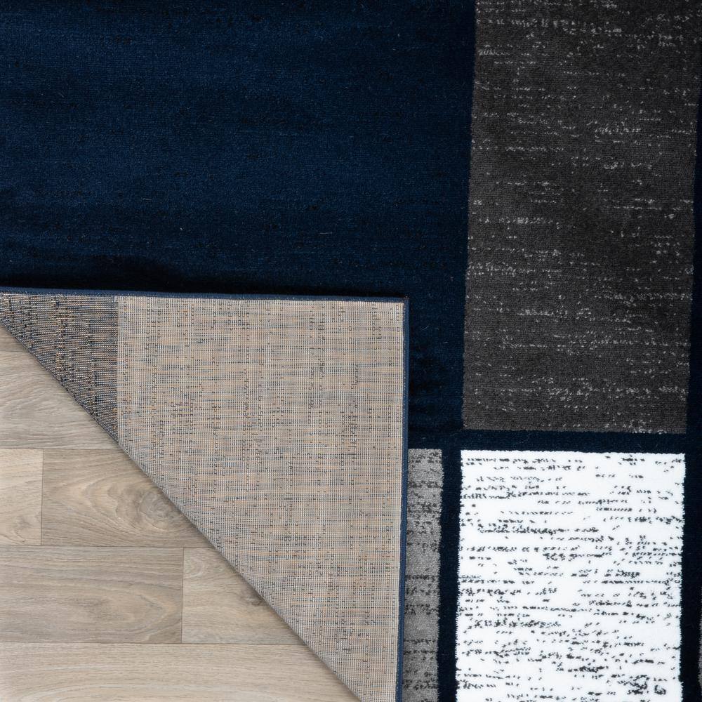 Navy Geometric Rectangular Washable Area Rug