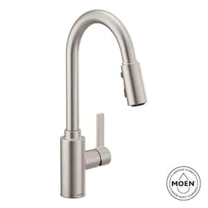 MOEN Genta LX Matte Black 16 in. H Pull Down Sprayer Kitchen Faucet ...