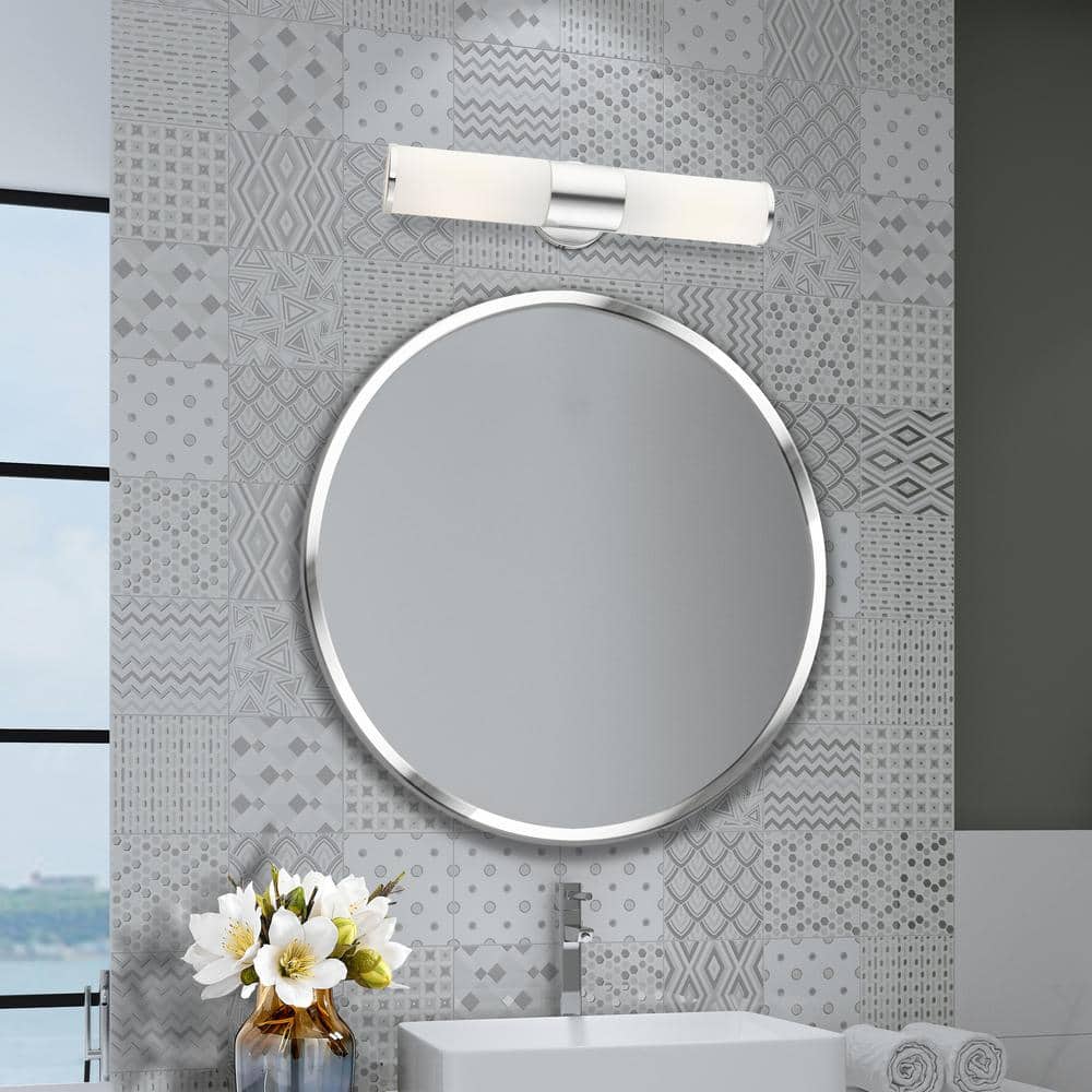 Lindale Polished Chrome 2-Light ADA Vanity Sconce with Satin Opal White Glass