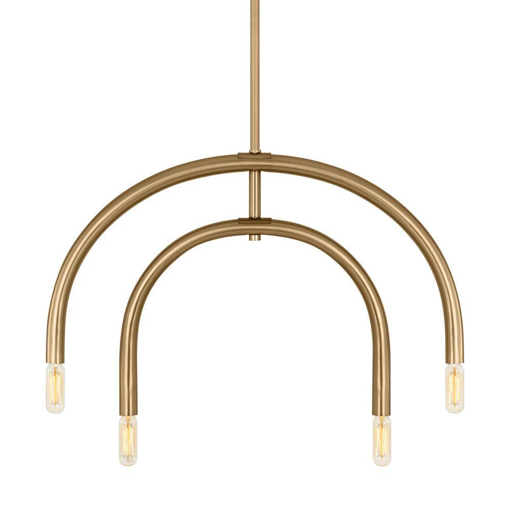 Hadden Satin Brass 4-Light Modern Chandelier