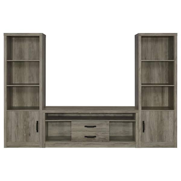 Coaster Burke 3-piece Gray Driftwood Entertainment Center Fits TV's up to 65 in.