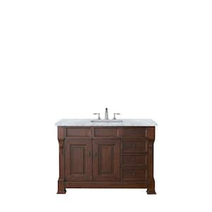 Brookfield 48 in. W x 23.5 in. D x 34.3 in. H Single Vanity in Warm Cherry with Marble Top in Carrara White