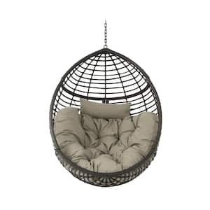 1-Person Brown Wicker Porch Swing with Cushion (Without Stand)