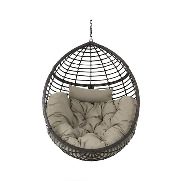 Unbranded 1-Person Brown Wicker Porch Swing with Cushion (Without Stand)