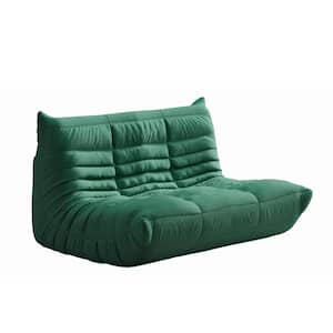 34.25 in. W Armless Teddy Velvet Modular Lazy Floor Sofa in. Green