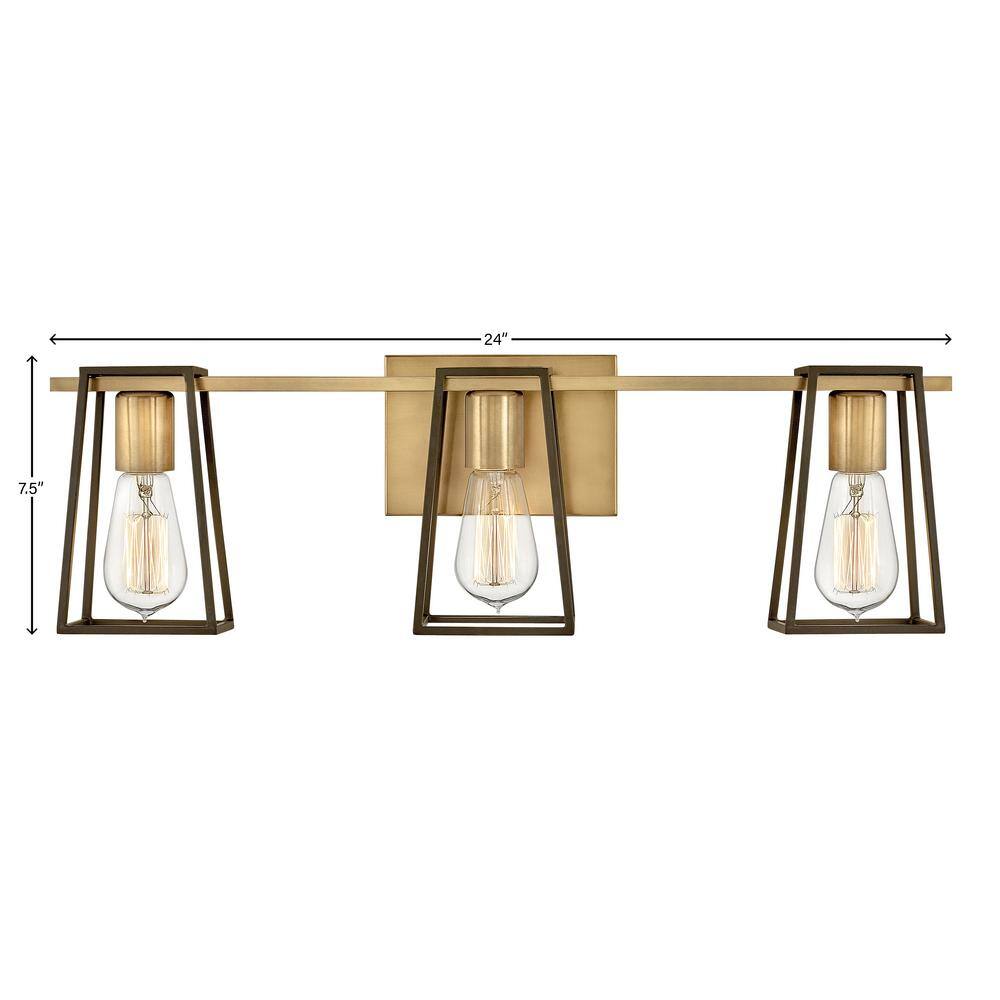 Heritage Brass and Bronze 3-Light Dimmable Bath Light