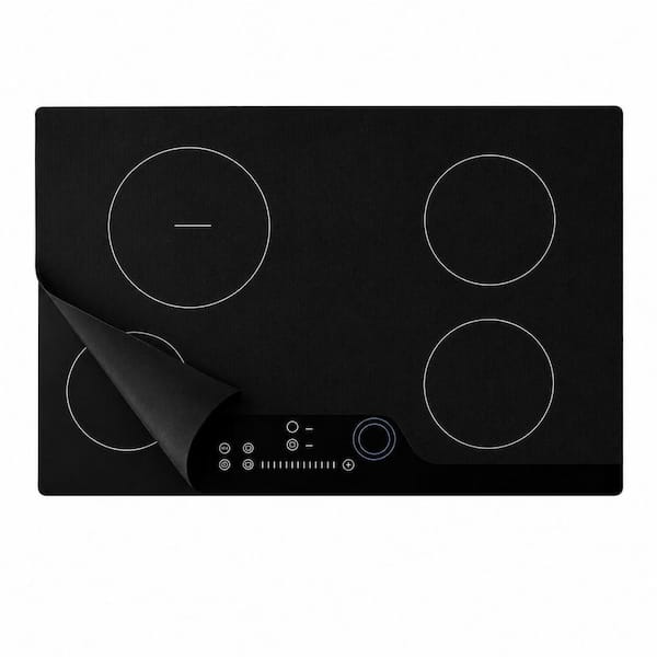 Extra Large Translucent Black Silicone Induction Cooktop Protector Mat with Non-Slip Heat Resistance