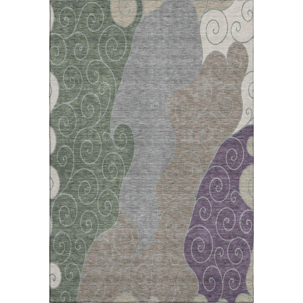 Mayfield Premium Machine Washable Abstract AMF2464 Pewter 3 ft. x 5 ft. Area Rug price history on PriceWatchPro