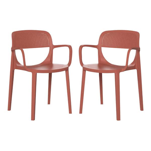 Frond and Form Outdoor Patio Assembled Poly Plastic Stacking Dining Armchair (Set of 2), Red