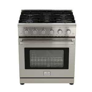 30 in. 4.55 cu. ft. Freestanding Single Oven Gas Range in. Stainless Steel with Convection Fan and 5 Burner
