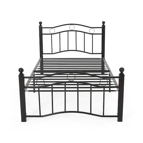 Noble House Bouvardia Flat Black Metal Slatted Twin Bed Frame 70463 ...